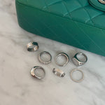 Oval Pavé Krystal Signet Ring Sølvfarvet