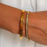 Hamret & Krystal Bangle Sæt 18K Guldbelagt