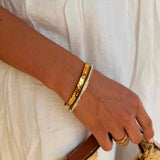 Hamret & Krystal Bangle Sæt 18K Guldbelagt