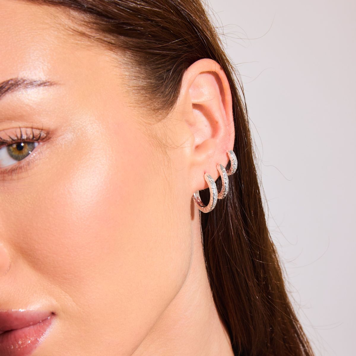 3-Pak Scoria Creoler Sølvbelagt 10/12/14mm