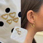 Scoria Heart Creoler 18K Guldbelagt Stor