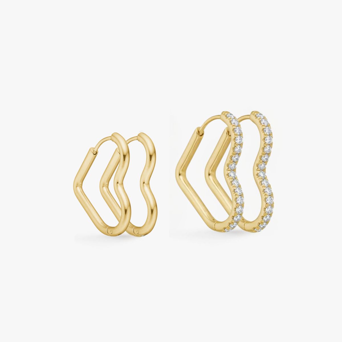 Heart Krystal Creoler 18K Guldbelagt Stor