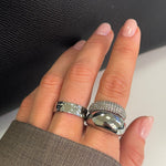 Classic Dome Pavé Krystal Ring Sølvfarvet