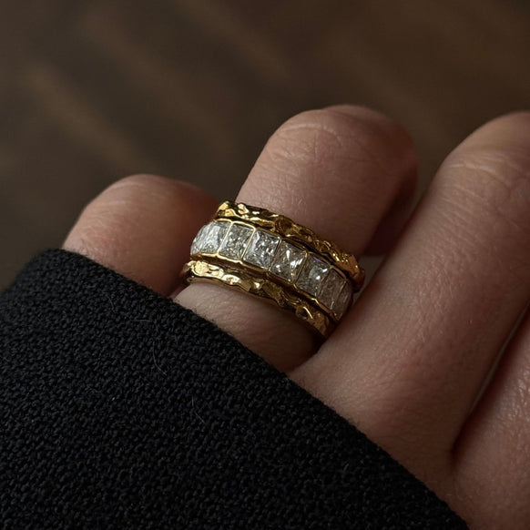 Scoria & Eternity Ringe 18K Guldbelagt Sæt