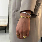 Flad Slange Sæt 18K Guldbelagt 4mm