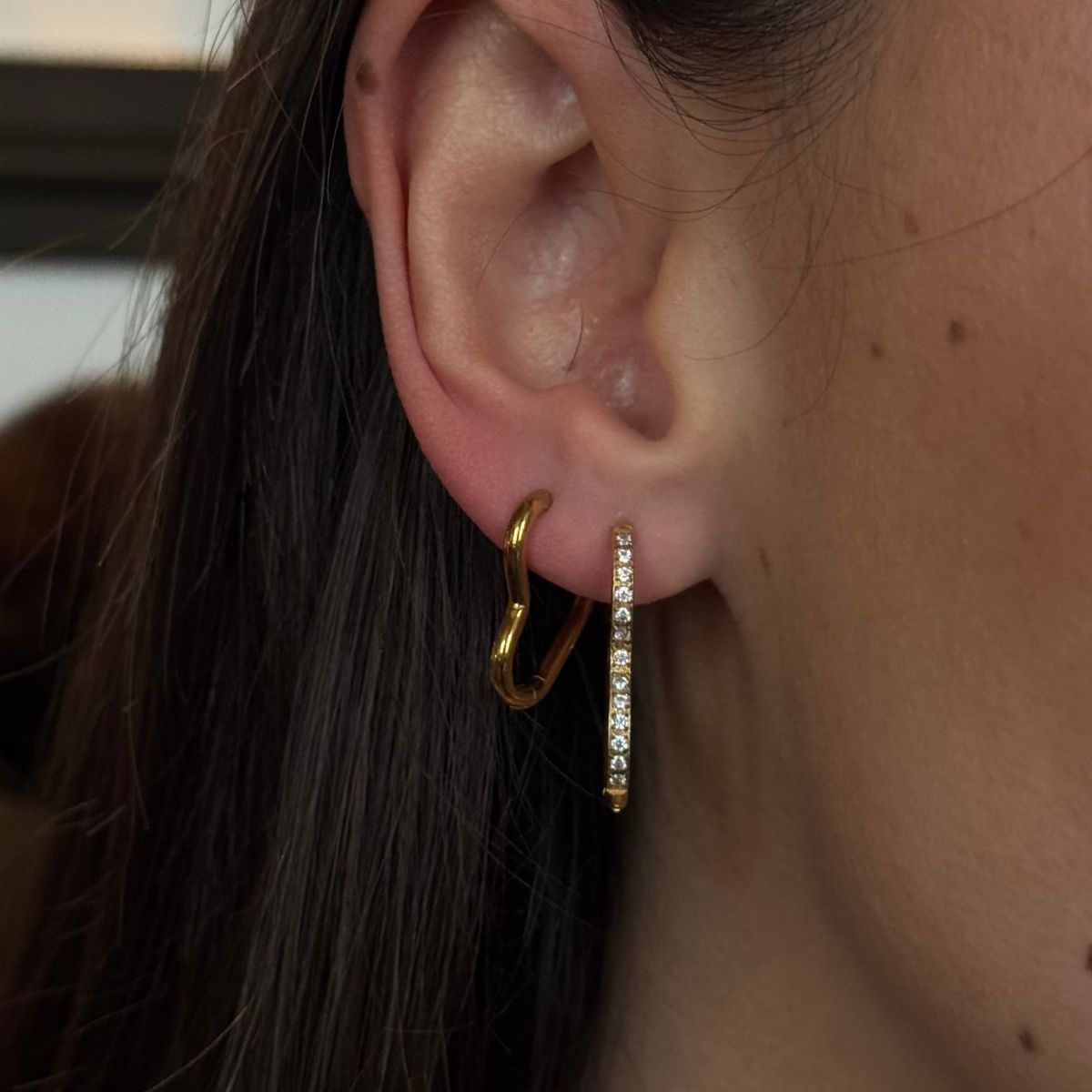 Heart Krystal Creoler 18K Guldbelagt Stor