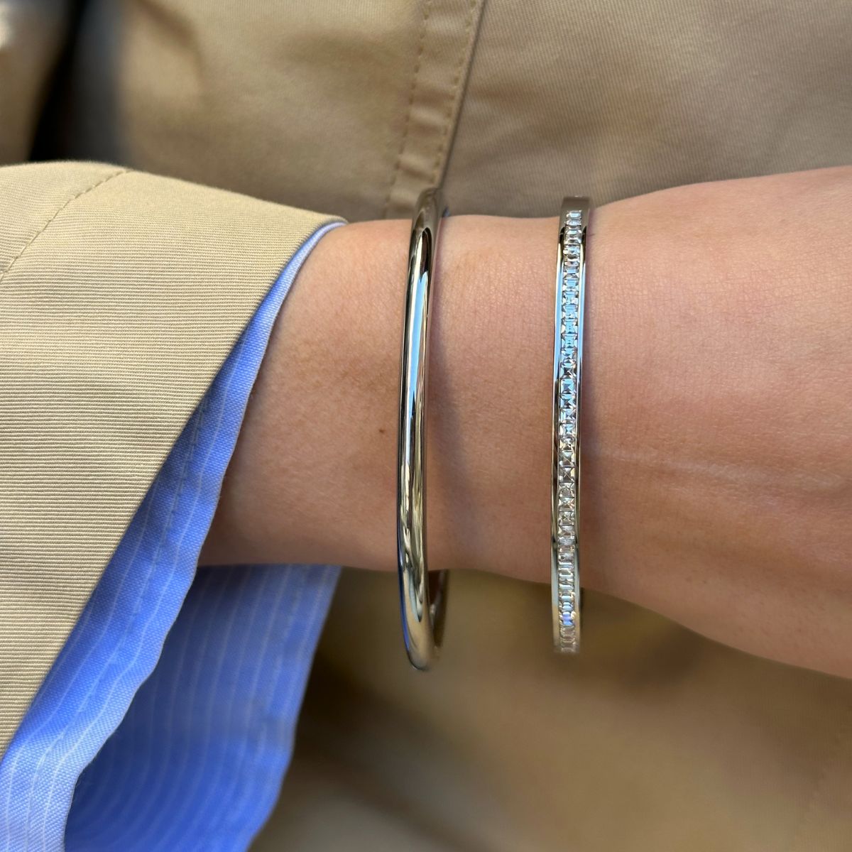 Bangle Sæt Sølvfarvet