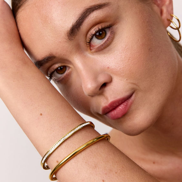Krystal Bangle 18K Guldbelagt 4mm