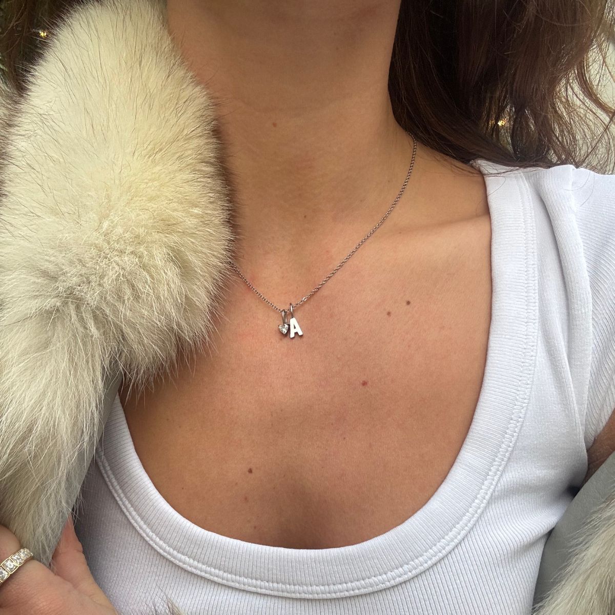 Heart Krystal Halskæde Sølvfarvet