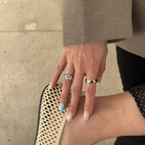 Oval Organic Krystal Ring Sølvfarvet