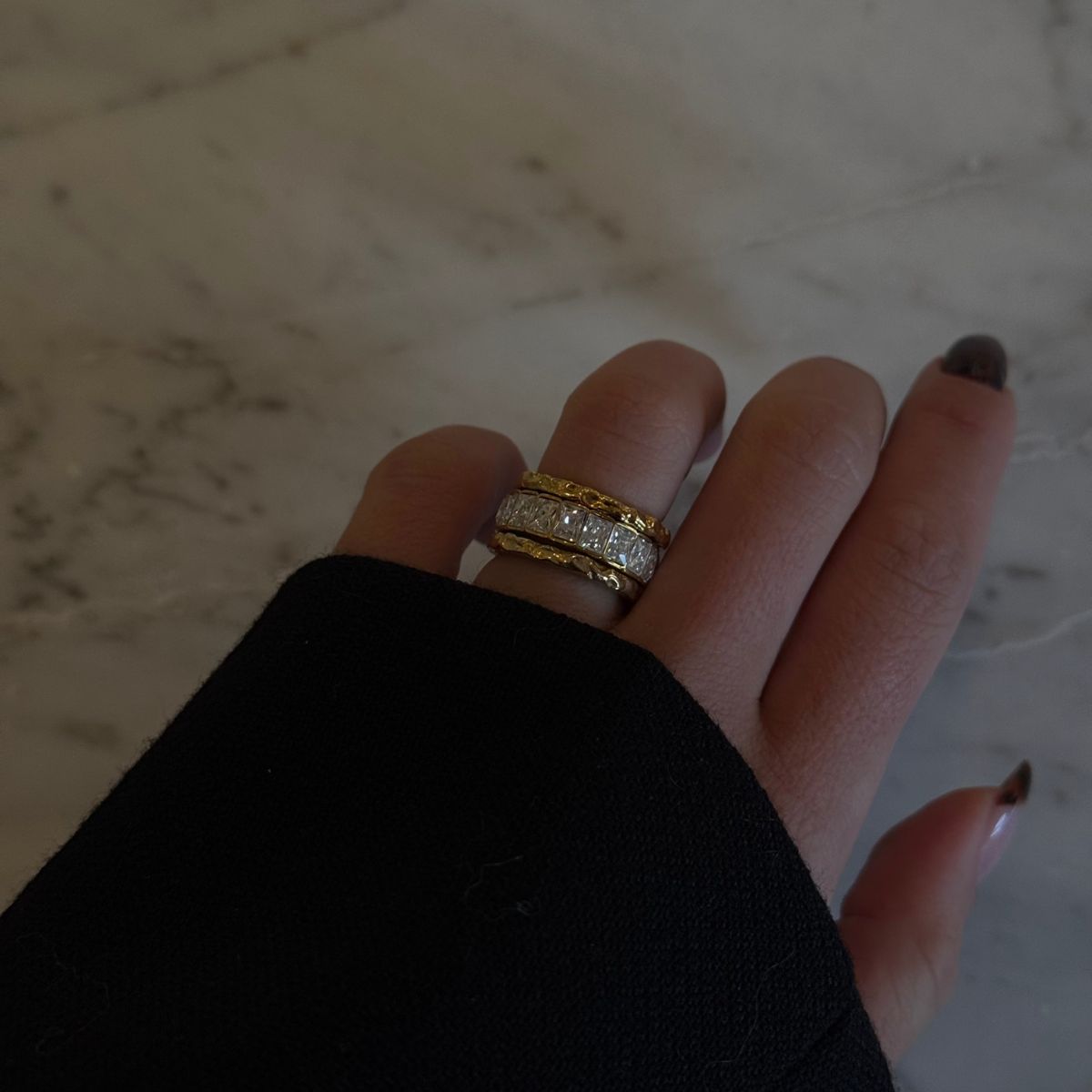 Scoria & Eternity Ring 18K Guldbelagt Sæt