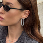 Hollow Tennis Krystal Øreringe Sølvfarvet