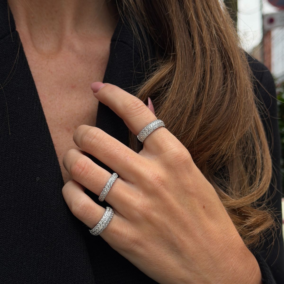 Krystal Band Ring Sølvfarvet 4mm