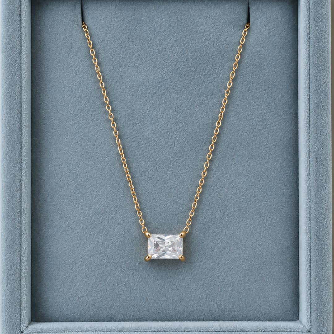 Floating Emerald Krystal Halskæde 18K Guldbelagt