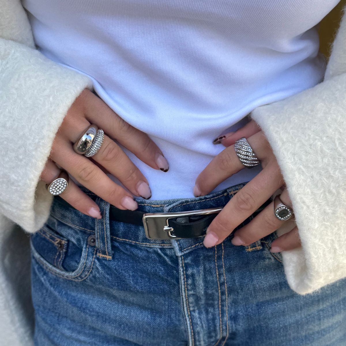 Twist Dome Krystal Ring Sølvfarvet