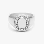 Firkantet Krystal Signet Ring Sølvfarvet