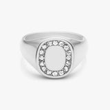 Firkantet Krystal Signet Ring Sølvfarvet