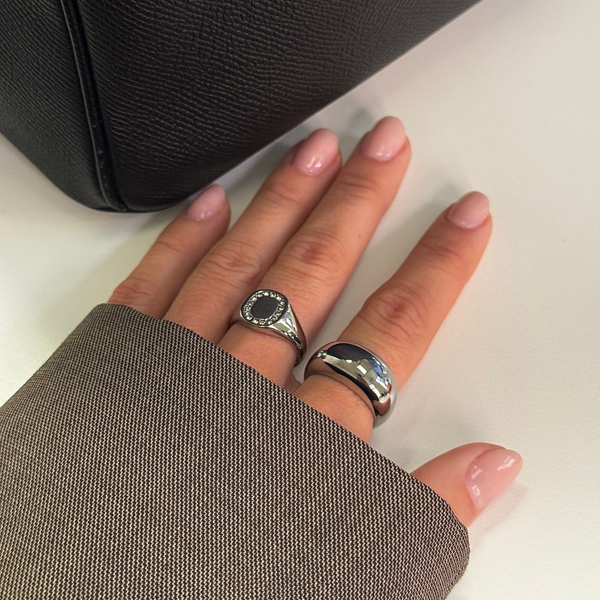 Firkantet Krystal Signet Ring Sølvfarvet