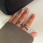 Firkantet Krystal Signet Ring Sølvfarvet