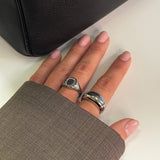 Firkantet Krystal Signet Ring Sølvfarvet