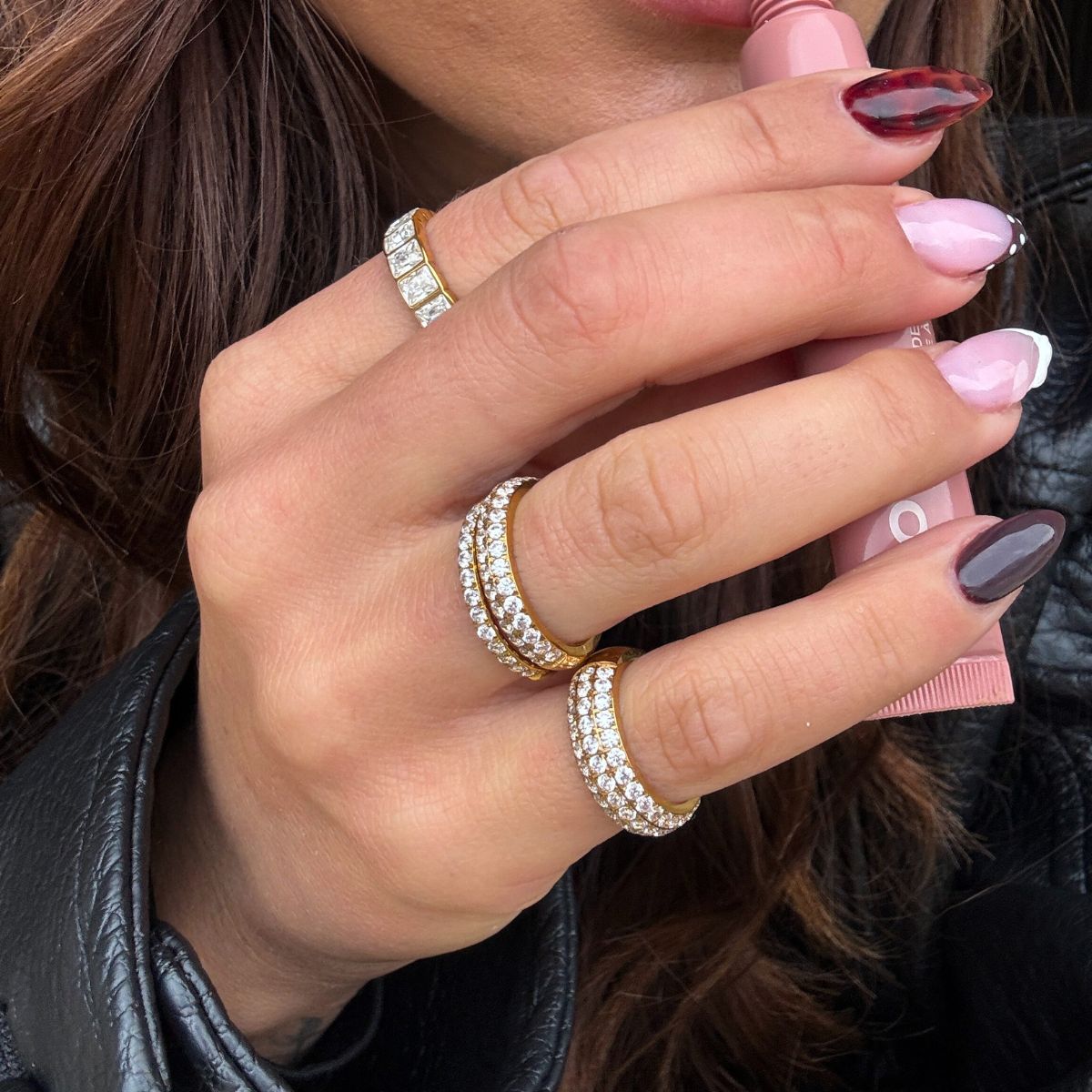 Krystal Band Ring 18K Guldbelagt 2mm