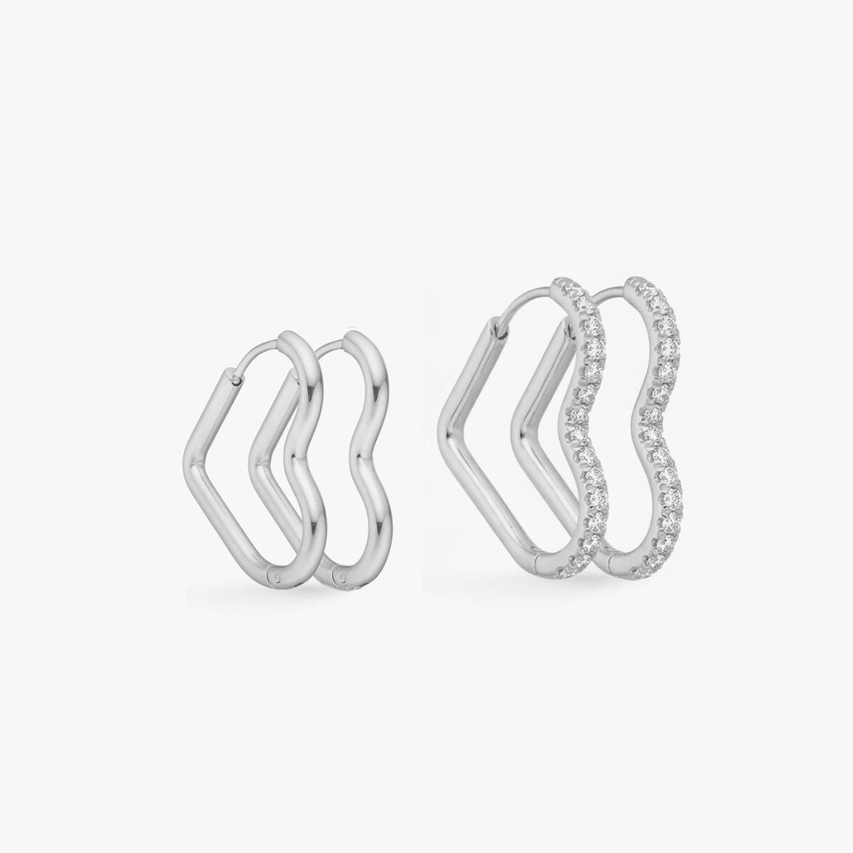 Heart Krystal Creoler 18K Guldbelagt Stor