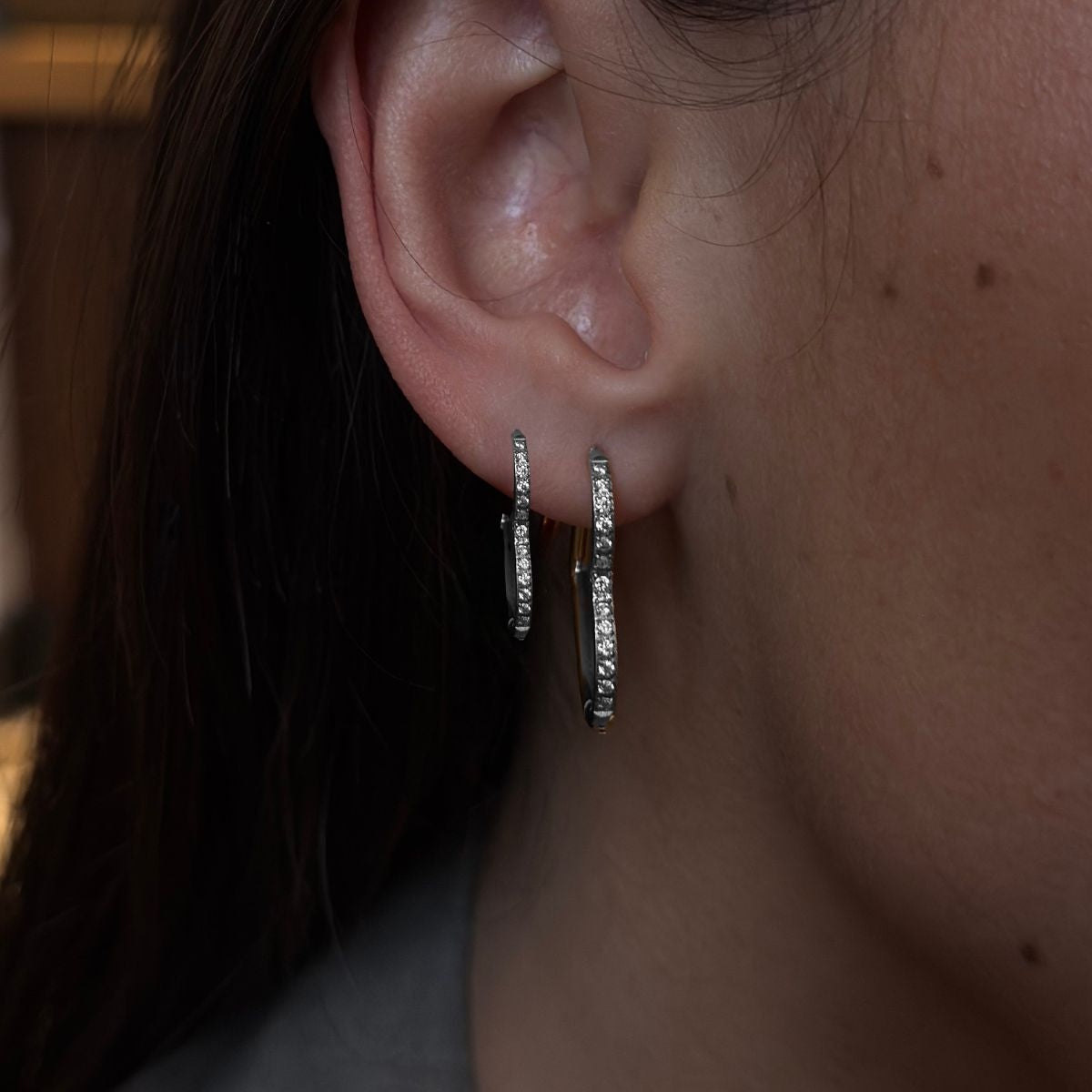 Heart Krystal Creoler 18K Guldbelagt Stor