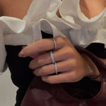 Krystal Band Ring Sølvfarvet 2mm