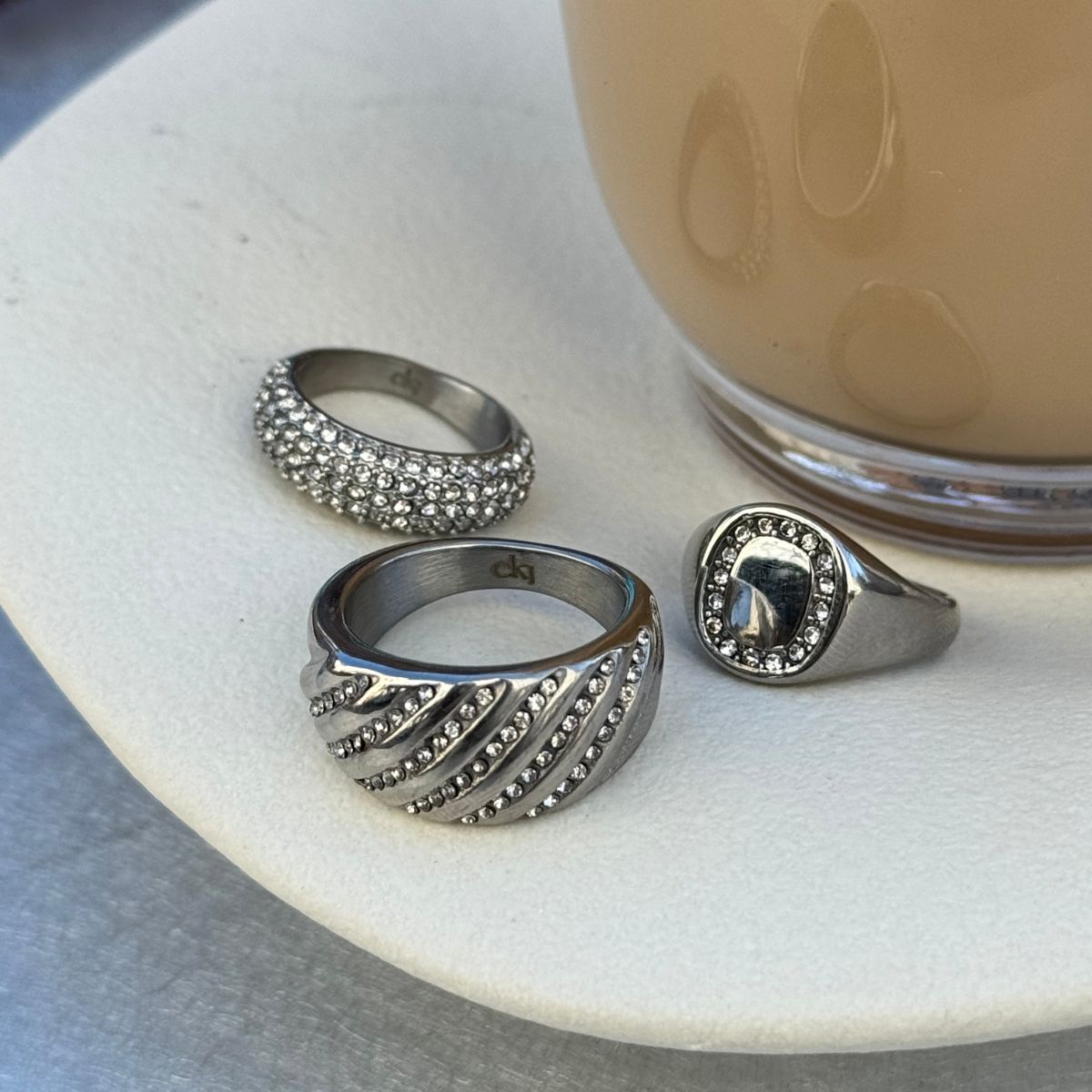 Twist Dome Krystal Ring Sølvfarvet