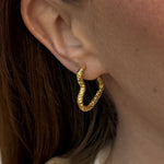 Scoria Heart Creoler 18K Guldbelagt Stor