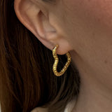 Scoria Heart Creoler 18K Guldbelagt Stor