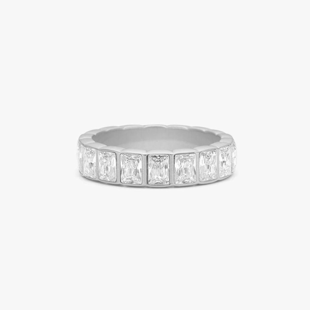 Oval Organic Krystal Ring Sølvfarvet