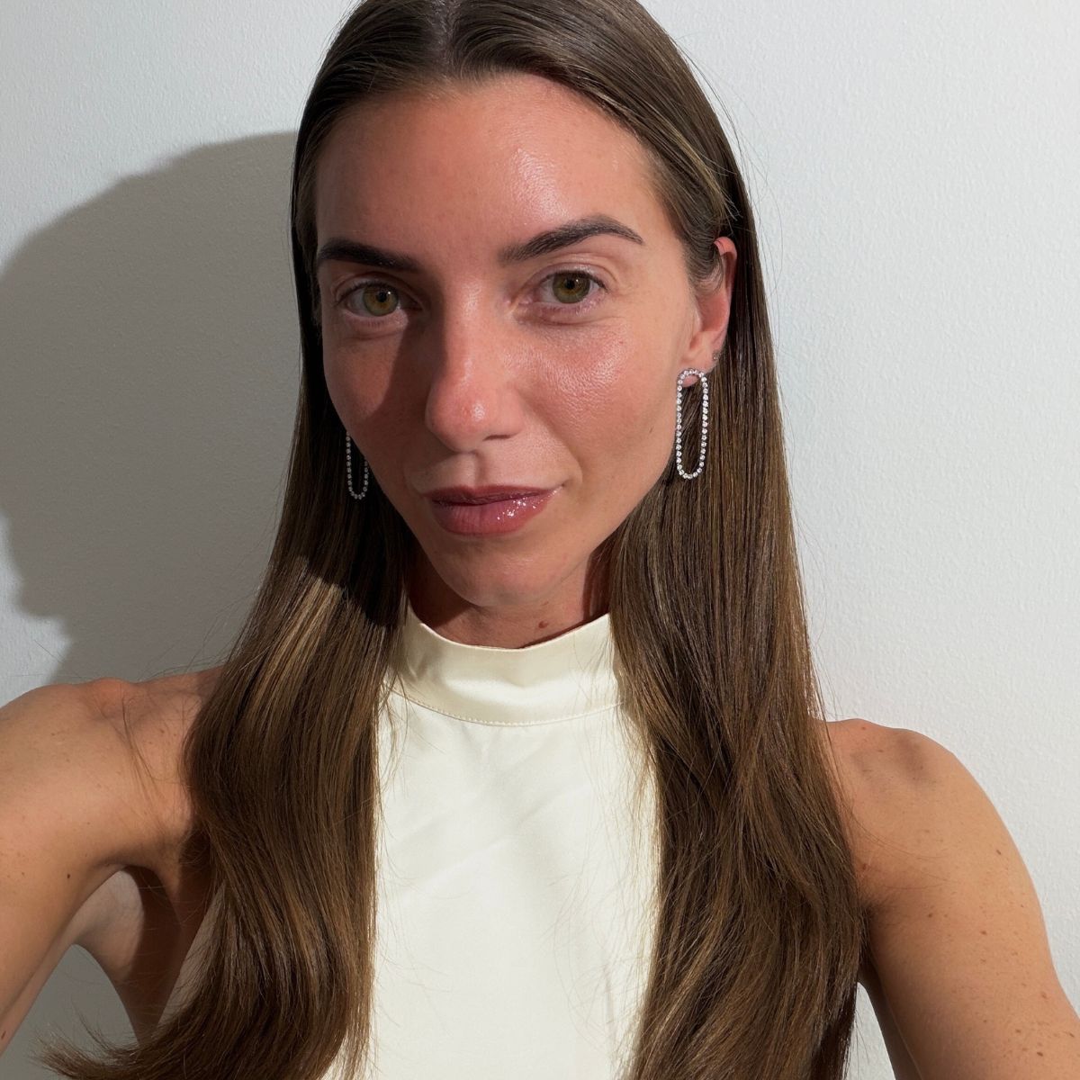 Hollow Tennis Krystal Øreringe Sølvfarvet