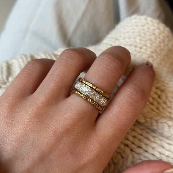 Scoria & Eternity Ringe 18K Guldbelagt Sæt
