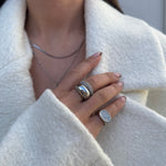 Oval Pavé Krystal Signet Ring Sølvfarvet