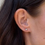 Heart Krystal Stud Øreringe Sølvfarvet