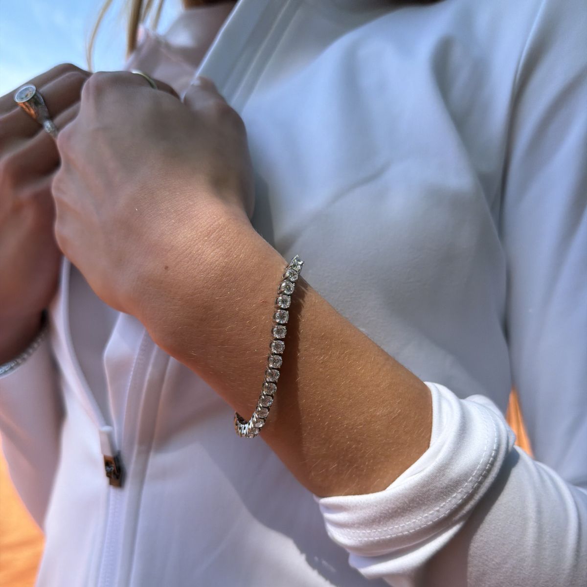 Tennis Luxe Armbånd Sølvfarvet 4mm