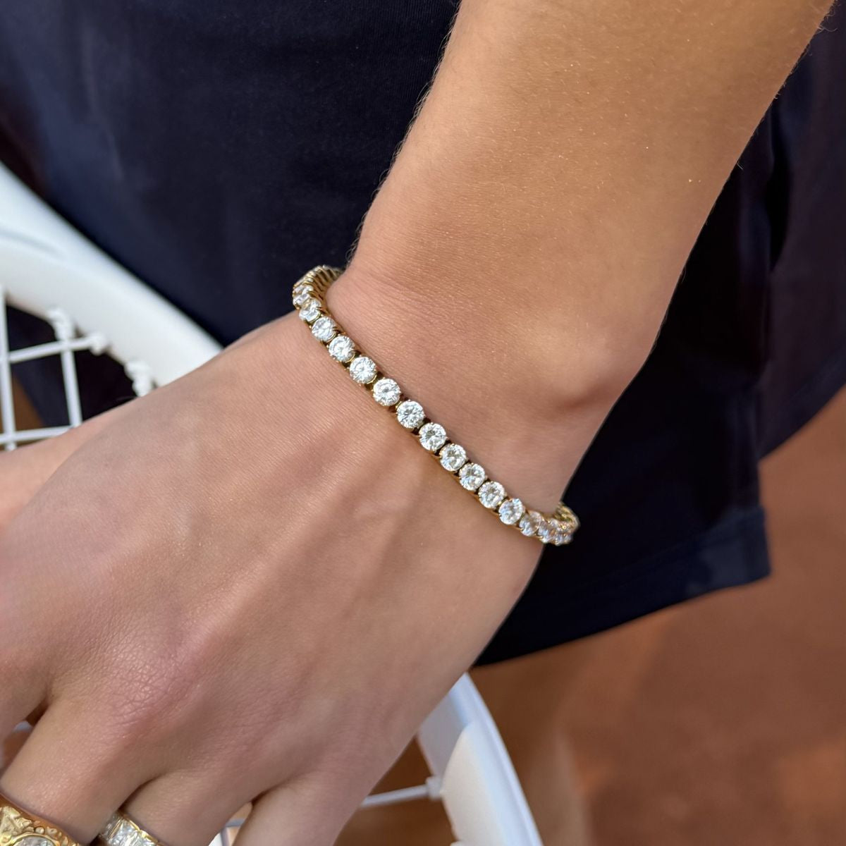 Tennis Luxe Armbånd Sølvfarvet 4mm
