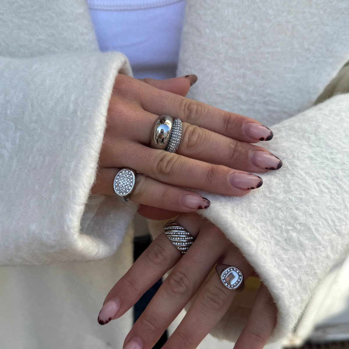 Twist Dome Krystal Ring Sølvfarvet