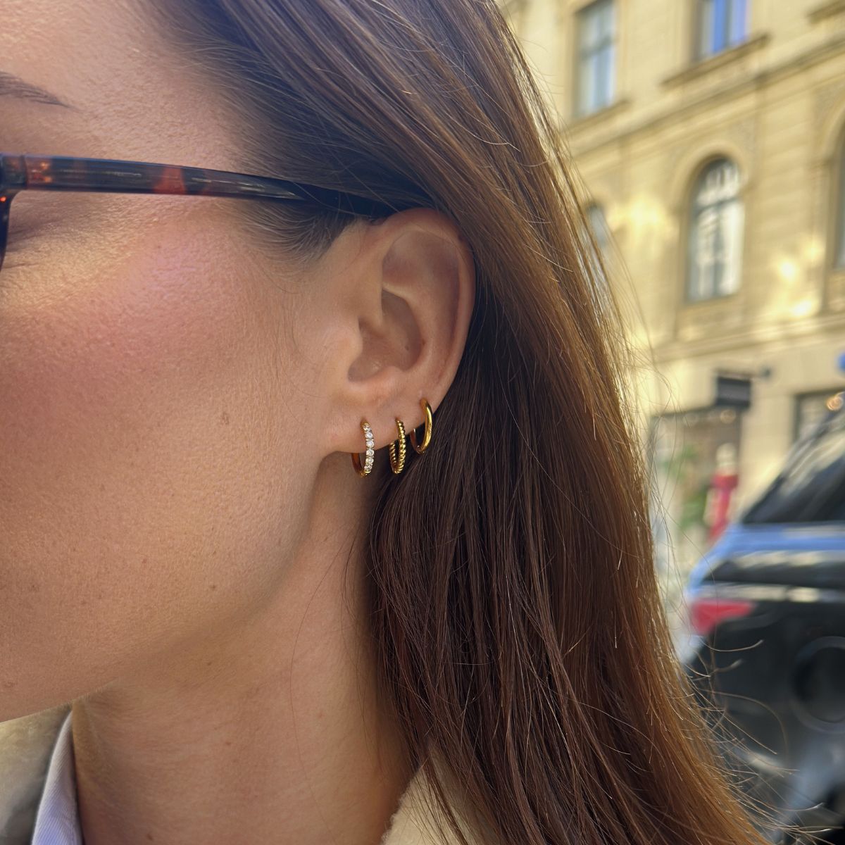 3-Pak Mix Creoler 18K Guldbelagt 10mm