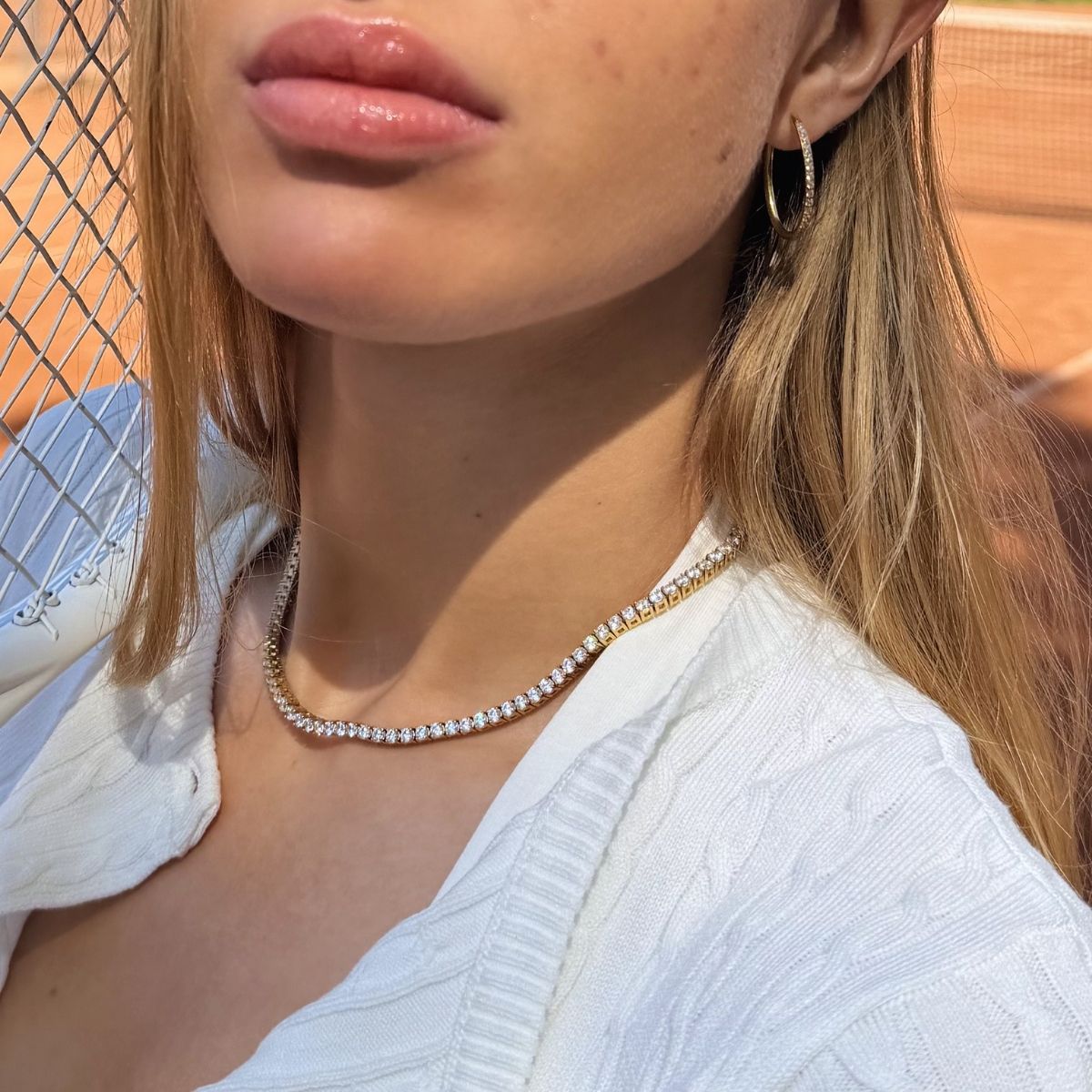 Tennis Luxe Halskæde 18K Guldbelagt 3mm