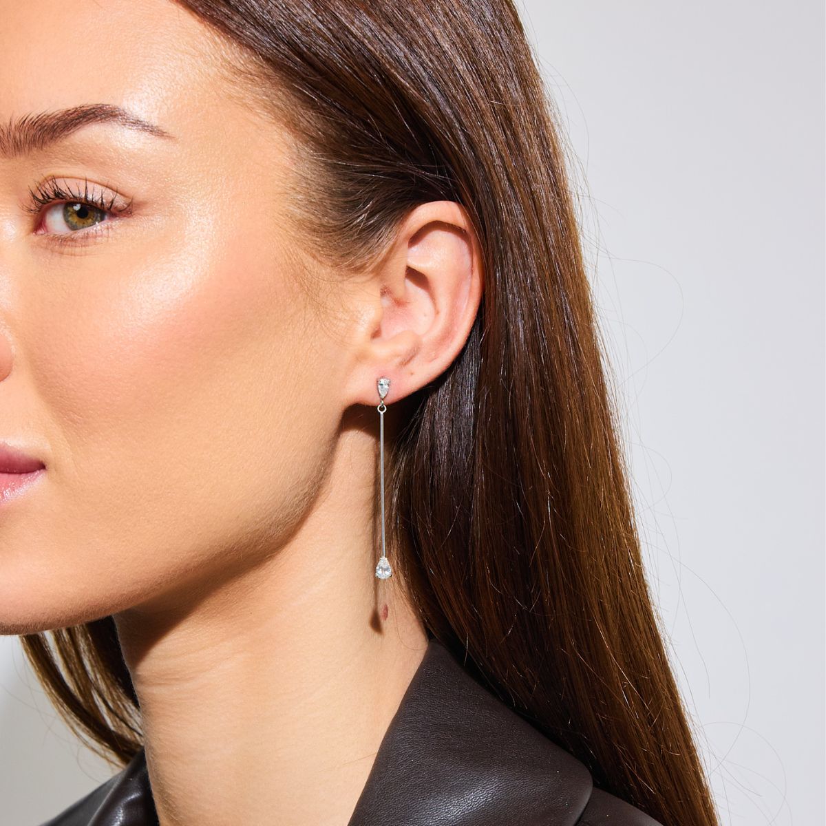 Krystal Teardrop Øreringe Sølvfarvet