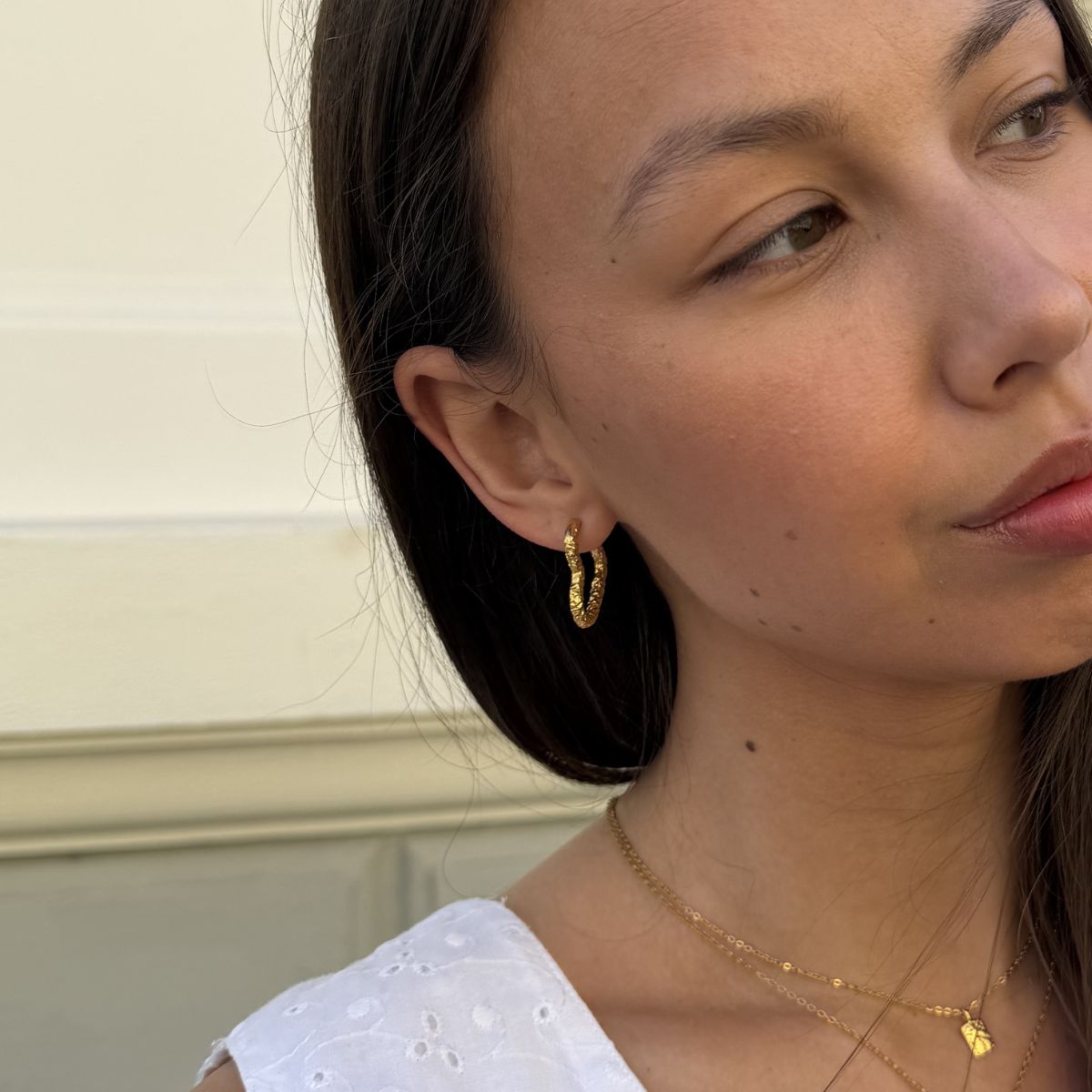 Scoria Heart Creoler 18K Guldbelagt Stor