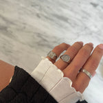 Firkantet Krystal Signet Ring Sølvfarvet