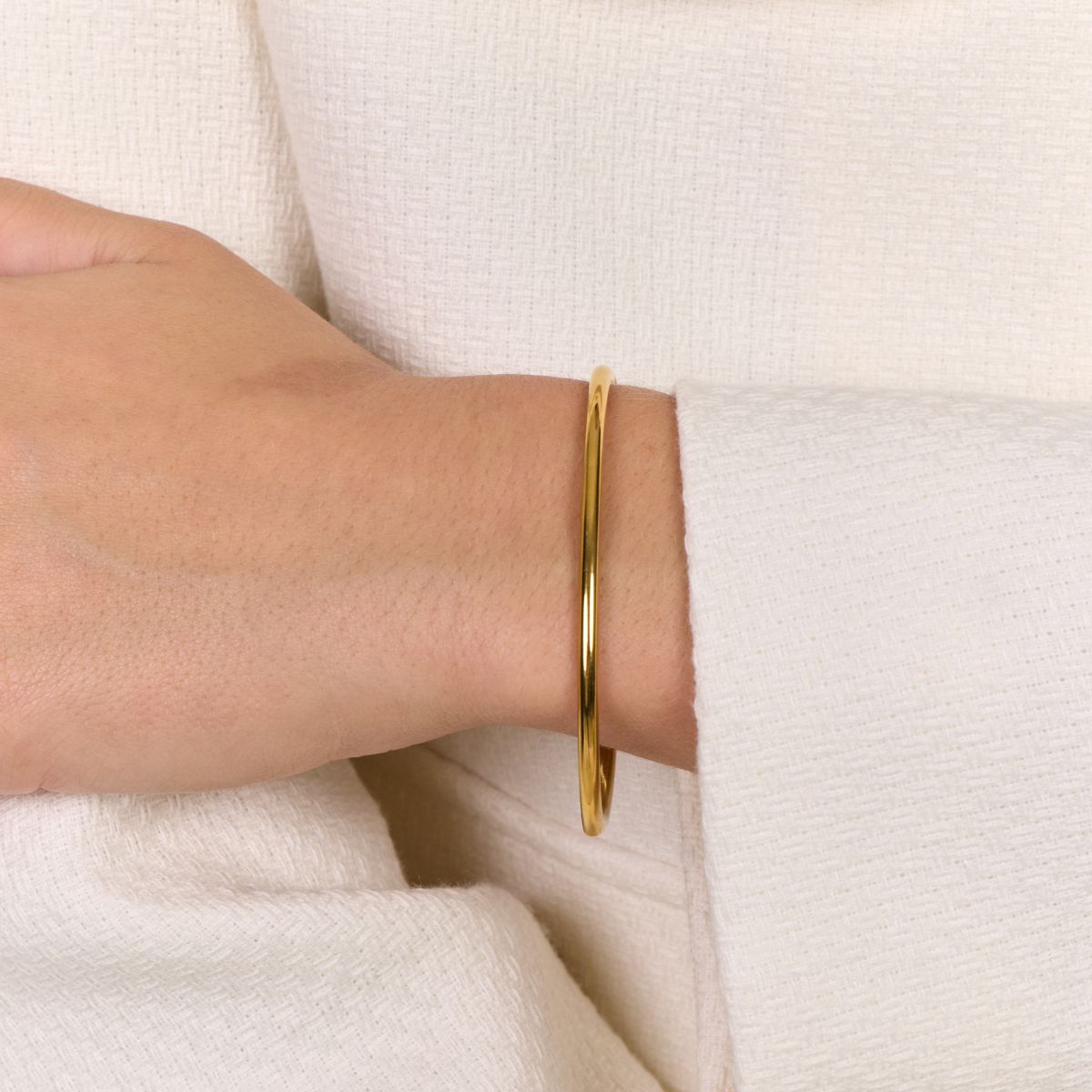 Oval Dome Bangle Lille 18K Guldbelagt