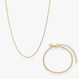 Flad Slange Sæt 18K Guldbelagt 2mm