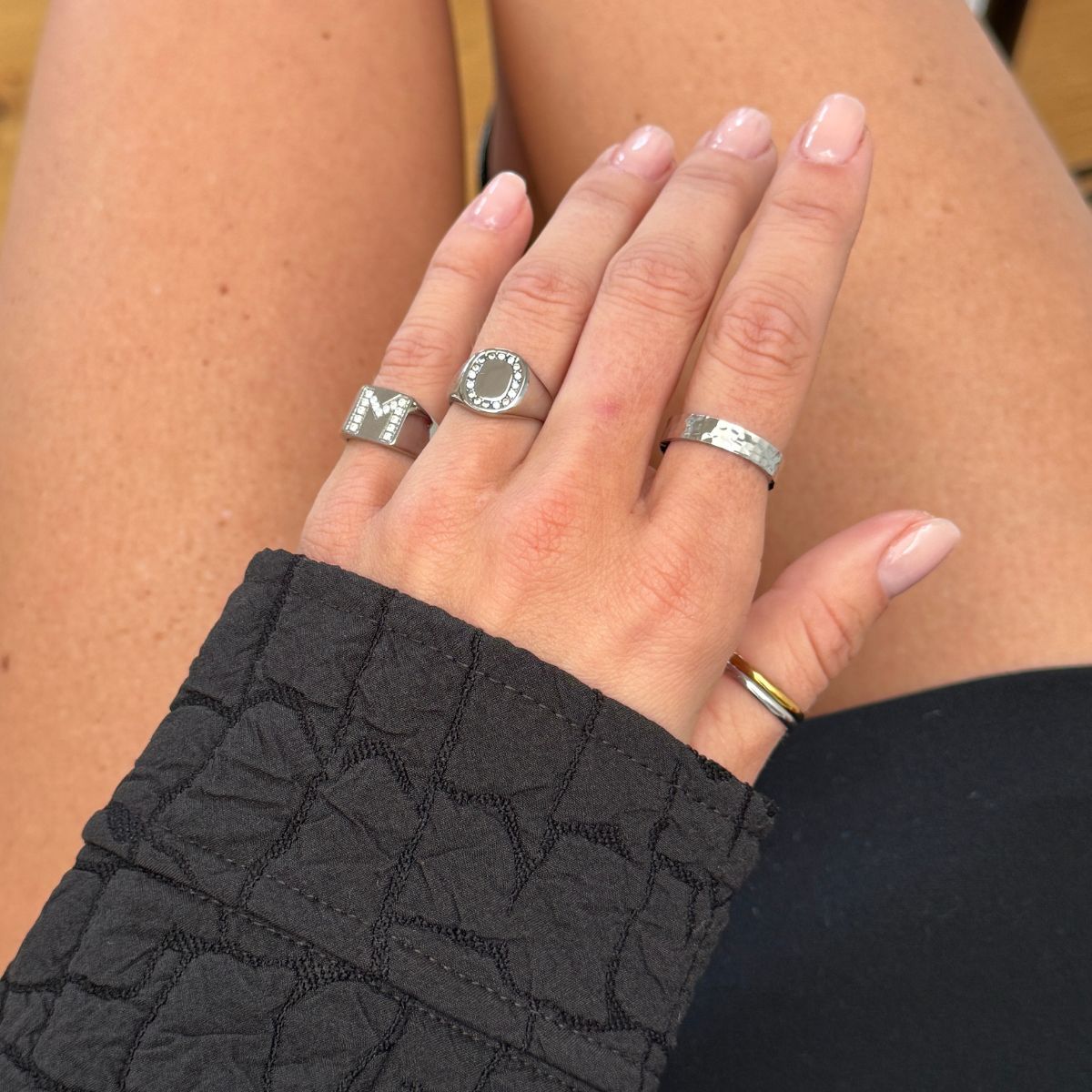 Firkantet Krystal Signet Ring Sølvfarvet