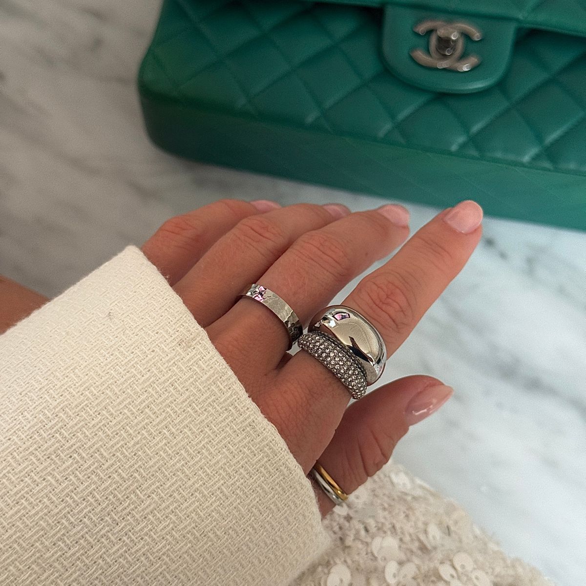 Classic Dome Pavé Krystal Ring Sølvfarvet