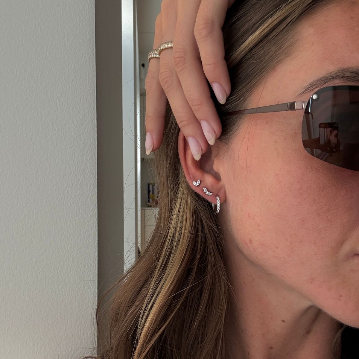 Sparkle Krystal Stud Øreringe Sølvfarvet