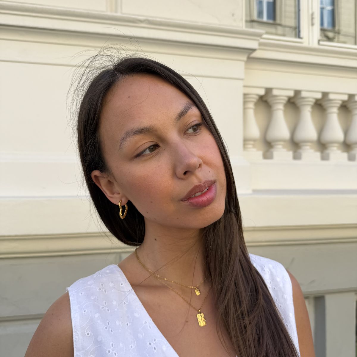 Scoria Heart Creoler 18K Guldbelagt Stor
